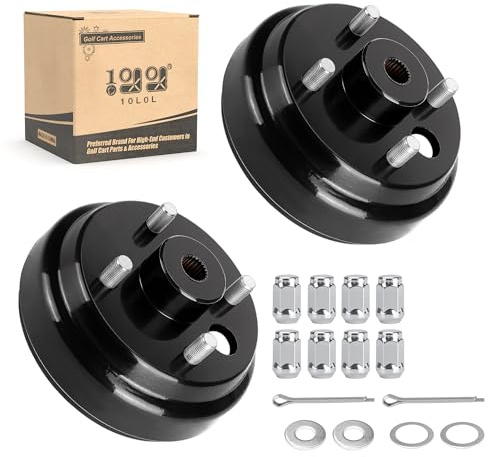 10L0L Golf Cart Spline Brake Drum Assembly with 1 Inch Large Hole 30 Teeth, for 4 Cycle Gas 1991-Up EZGO TXT, RXV, Marathon, Medalist, Columbia, OEM 21807 G1, 41843-94 (2 Pack)
