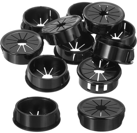 QUARKZMAN 12pz Passacavo per Scrivania Nero, Passacavo a Scatto con Otturatore per Fori con Montaggio da 1.18(30mm), Passacavo Rotondo in Nylon a Scatto per Gestione Cavi e Fili