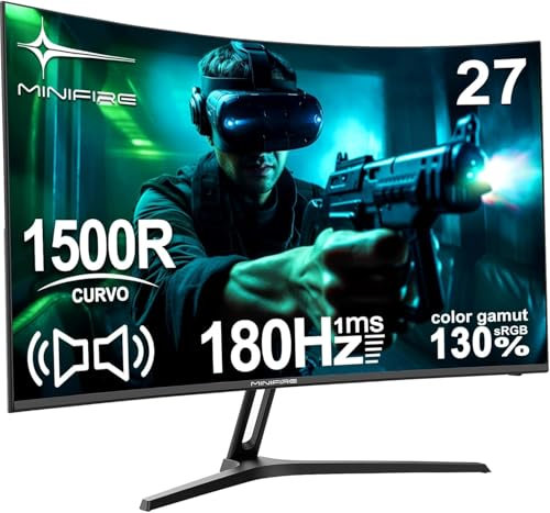 Minifire da 27 pollici Monitor curvo da gioco, 160 Hz, 1 ms, 110% sRGB, pannello 1920 x 1080 VA (MFG27C1L con cavo HDMI)