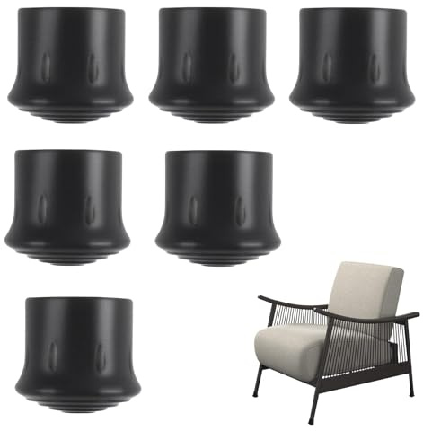 25mm Rubber Feet Ferrule Caps Stoppers, 6-Pack Rubber Feets for Garden Furniture Chair Leg Floor Protectors for Step Ladders, Chairs, Crutches, Non-Slip Protective Chair Leg Cap for Tubular Leg(Black)