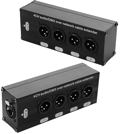 GINTOOYUN 2 piezas 4-canales DMX XLR a Ethernet Extender macho a RJ45 Ethercon Multi Extender-cable para iluminación de escenario y estudio de grabación en casa, compatible