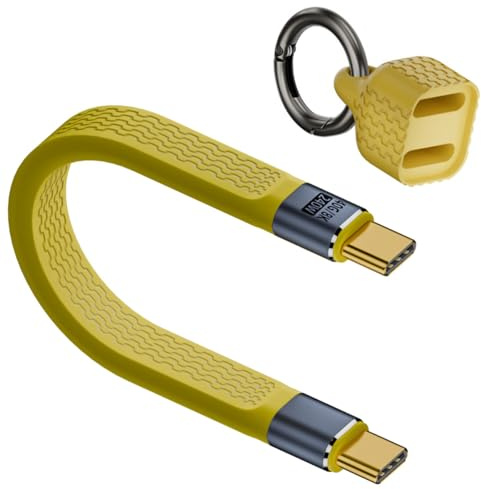 Nyckelring PD 240 W USB C-kabel, 40 Gbps typ C hane till hane kabel adapter stöd 8K@60Hz videoskärm, OTG, Thunderbolt 3/4 för hårddisk, Power bank, MacBook (13 cm) (gul)