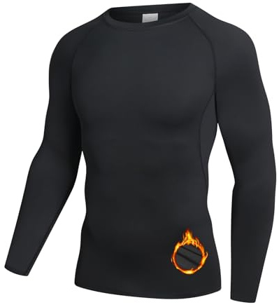 NuCamper Maglia Termiche da Uomo Invernale Biancheria Intimo Termica a Maniche Lunghe Maglietta Termica Uomo Maglietta Compressione Baselayer Asciugatura Rapida Sportivo Corsa Ciclismo Fitness Sci Top