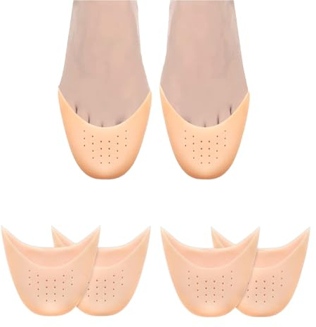 ZHITENG 4 Paare Zehenschutz Silikon, Spitzenschuhe Silikon Gel Pads, Gelschoner Zehenkappen, Spitzenschuhe Gel Pads, für Ballettschuhe, Stöckelschuhe, Schmerzlinderung, Hautfarbe