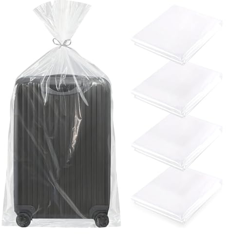 QingWing 4 Pièces 100 x 152 cm Grands Sacs de Rangement en Plastique Transparent, Épaissi Réutilisables Sac de Rangement Extra Larges, Étanche à la Poussière sac Plastique pour Couettes, Vêtements