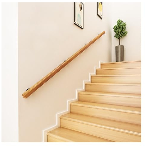 1.6-16.4ft Wooden Stair Railing Bar, Wall Railings for Stairs, Hand Rails for Indoor Stairs, Non-Slip Stair Handrail for Home Corridor Lofts Kindergarten Guardrail(150cm/5ft)
