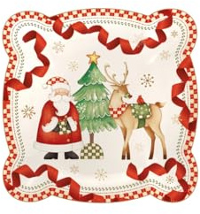 BRANDANI 84797 Vassoio Quadro Racconti Porcellana Quadrato Natale 25x25 cm