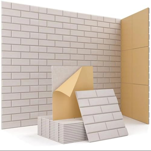 Hiseng 12 Pack Acoustic Wall Panels Self Adhesive Squares Sound Proofing Panels High Density Felt Acoustic panels for Walls 30x30cm for Office Recording Studio Bedroom Home (Khaki,30x30cm)