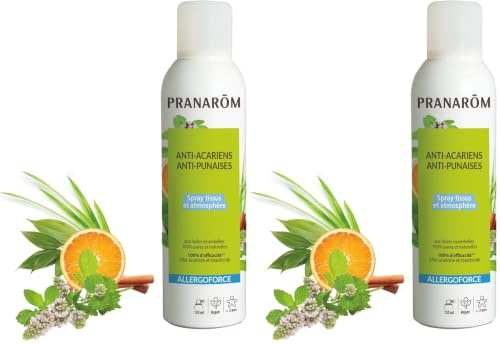 Pranarôm – Spray anti-acariens et punaises de lit ALLERGOFORCE – Efficacité prouvée – Elimine 100% des acariens et punaises de lit - 150 ml (Lot de 2)