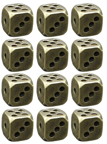 ERINGOGO Dadi in Ottone e Design Unico Elegante Vintage con Angoli Arrotondati 12 Pezzi Dadi da Gioco da Tavolo con Stile Retrò per Feste Poker