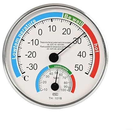Wireless 2in1 Temperature Humidity Meter for Office, Home and Outdoor Room Monitoring with Analog Display and Comfort Range Indicator
