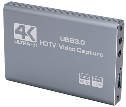 Bewinner Scheda di Acquisizione Video per Streaming Live di Giochi con Interfaccia Multimediale HD 4K, Dispositivo di Registrazione USB 3.0 1080P 60FPS con Ingresso Microfono, Porta per