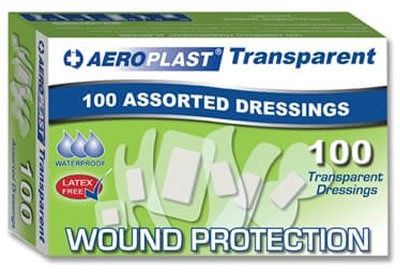Assorted Transparent Plasters - Aeroplast (Box Of 100 Sterile wrapped plasters) - be fully prepared for an incident at home or at work