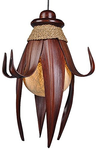 Woru Deko-Leuchte LOTUS, 8 Blätter, Deckenlampe aus Natur-Materialien Länge der Lampe ca. 40 cm, Durchmesser ca. 30 cm