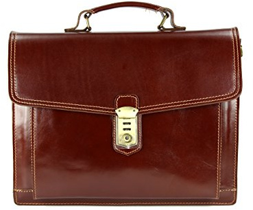 Belli Design Bag D italienische Leder Businesstasche Arbeitstasche Messenger Aktentasche Lehrertasche Laptoptasche Unisex in maronenbraun - 40x30x12 cm (B x H x T)