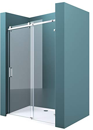 Mai & Mai Duschtür Nischentür dusche Duschabtrennung Duschkabine Schiebetür 8mm ESG in Klarglas mit NANO 4-Punktbefestigung BxH: 150x195cm Teramo04-2