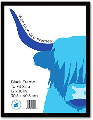 12x16 Black Wooden Picture Frame 12 x 16 Inch (30.5 x 40.7cm) Acrylic Safety 'Glass' Photo Frame