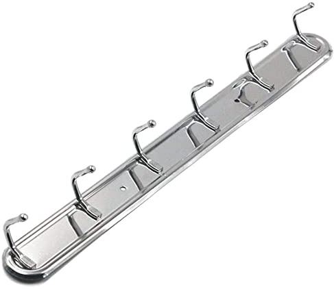 Amasawa 6 Haken Rostfrei Hängeleiste, Badezimmer Hakenleiste, Küchenreling Edelstahl Hakenleiste, Garderobenhaken Hakenleiste, für Küche, Badezimmer, Schlafzimmer, Büro, Garage, mit Schrauben