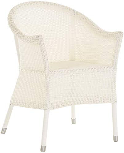 Korb-Outlet Poly-Rattansessel mit Armlehne Gartensessel Poly Rattan Sessel Stuhl mit Alurahmen Gartenmöbel Outdoor (ohne Kissen, Weiß)