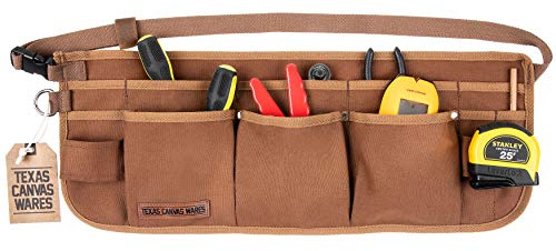Werkzeugschürze mit 11 Taschen, Taillenschürze für Herren, gewachstes Segeltuch, robuste Arbeitsschürze Texas Canvas Wares