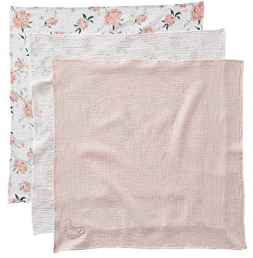 Vertbaudet 3er-Pack Wickeltücher „Rosentraum“ zartrosa/wollweiß geblümt ONE Size