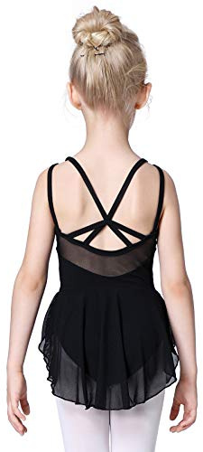 Soudittur Maillot de Danza Algodón Tutú Vestido de Ballet Gimnasia Leotardo Body Clásico Manga Corta para Niña