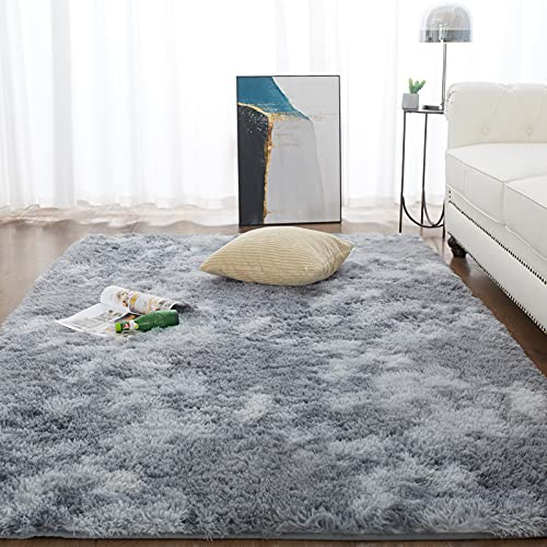 CHOSHOME alfombras suaves al tacto para sala de estar, gran y esponjosa alfombra antideslizante, teñido anudado moderna para dormitorio, decoración de habitaciones de niños, color gris