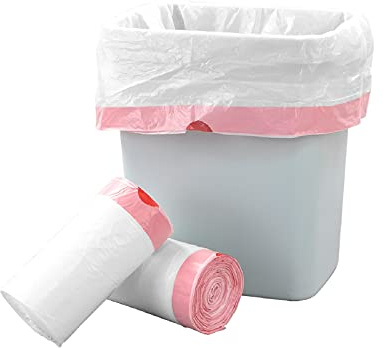 Easymanie Bolsas de Basura con Cordón de 20 L, Blanco Bolsa de La Basura, 120 Bolsas/2 Rollos