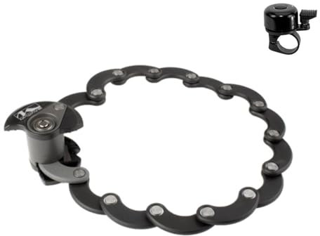 M-Wave F600D Fahrrad Falt-Disc-Schloss Schloss mit Clip-on Halter inkl. Fahrradklingel