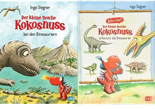 Ingo Siegner-Set: Buch Der kleine Drache Kokosnuss bei den Dinosauriern + Sachbuch Der kleine Drache Kokosnuss erforscht die Dinosaurier