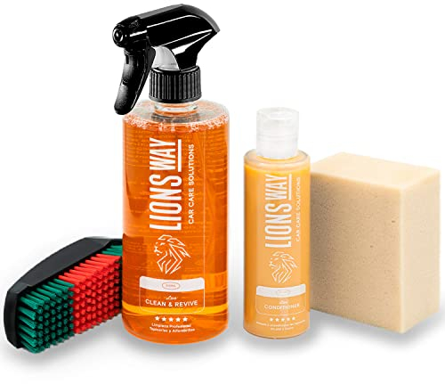 Kit De Limpieza, Renovador E Hidratación De Cuero, Piel Y Tela Del Coche - Intenso Y Potente Acondicionador De Tapiceria. Limpiador E Hidratador (cepillo puede variar)