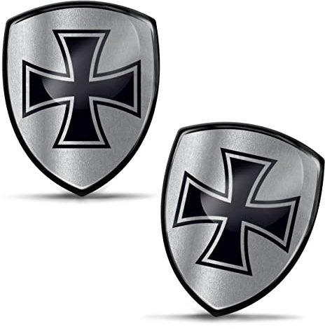 SkinoEu 2 x Aufkleber 3D Gel Silikon Eisernes Kreuz Silber Stickers Autoaufkleber Auto Motorrad Fahrrad Fenster Telefon Laptop PC Tablet Tür KS 95