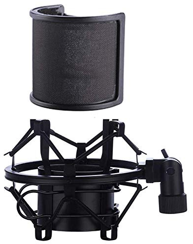 Oikabio Support amortisseur de microphone avec filtre de microphone, filtre contre le vent, clip de suspension pour amortisseur