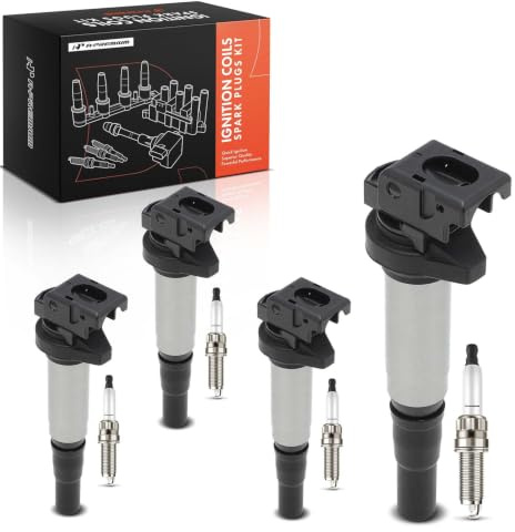 A-Premium Set of 4 Ignition Coil Pack and Iridium Spark Plugs Compatible with Mini Cooper 2007-2013, Cooper Countryman 2011-2016, Cooper Paceman 2013-2016, 1.6L | Compatible with Mini Cooper 2007-2013, Cooper Countryman 2011-2016, Cooper Paceman 2013-2016, 1.6L