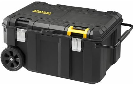 STANLEY FatMax® PRO-STACK™ Schnellzugriff-Arbeitskiste für die Aufbewahrung großer Elektrowerkzeuge und verfügt über einen Schnellzugriffs-Deckel, der es ermöglicht, die Hälfte der Arbeitskiste zu