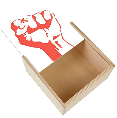 Fabulous Wooden Box Box – Fist Greenhouse Resistance Militant Party Communist Rebellion (11 x 11 x 3.5 cm)