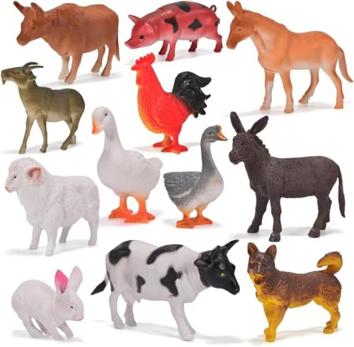Zcpotizi 12 Pack Large Farm Animals Toys for Kids 3-5 Year Old Toddlers 1-3 Educational Realistic Plastic Farm Animal Figures 4-6 Inch for Boys Girls, Birthday, Classroom Learning, Party Favor