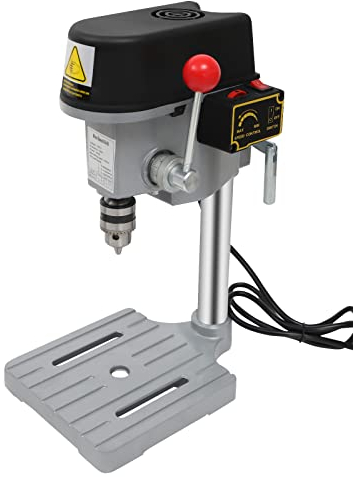 Mini trapano da tavolo 340 W, tre velocità regolabile, trapano a colonna, diametro 0,1 – 1 cm, corsa massima 2,5 cm