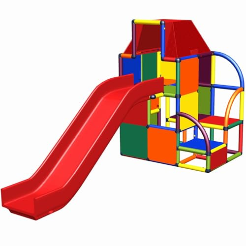 Move and stic HENRIKE Multislide Rutsche und Spielturm mit festem roten Dach 6425