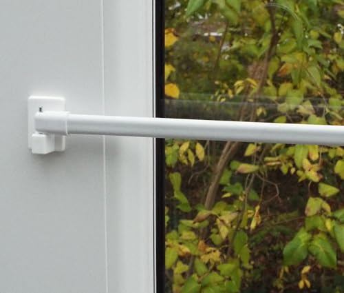 2 Vitragestangen Fensterstangen weiß 40-160 cm mit Klebe- und Schraubhaken (100-160 cm)