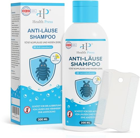 Anti-Läuse-Shampoo – 200 ml Vorteilspackung – Läuse Shampoo inklusive Läusekamm – Läuseshampoo Familienpackung für Erwachsene und Kinder (Läuseshampoo, 200 ml)