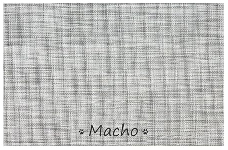 Hundefuttermatte mit Namen, Hundematte für Futter und Wasser, personalisierbar, Grau / Weiß, 30 x 45 cm