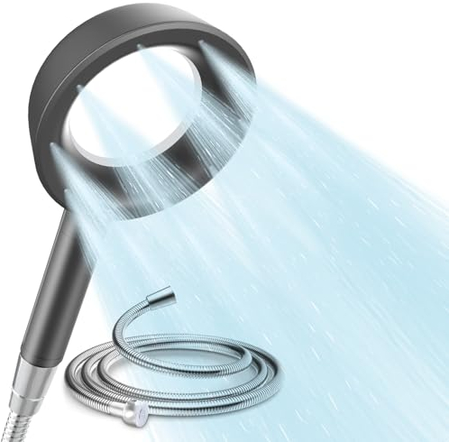 FaAmour Hochdruck-Duschköpfe und Schlauch 1,5 m, Power-Duschkopf mit SPA-Jet-Typen, Anti-Blockier- und Anti-Staub-Handbrause mit Zirkulationsdruckanwendung, superstarker Wassersprühstrahl
