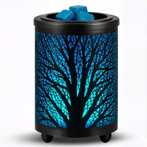 Leyoue Electric Wax Melt Warmer PTC Heating Plate with 7 Colors LED Changing Light Wax Warmer Fragrance Warmer for Home Office Gifts & Decor(Black Forest)