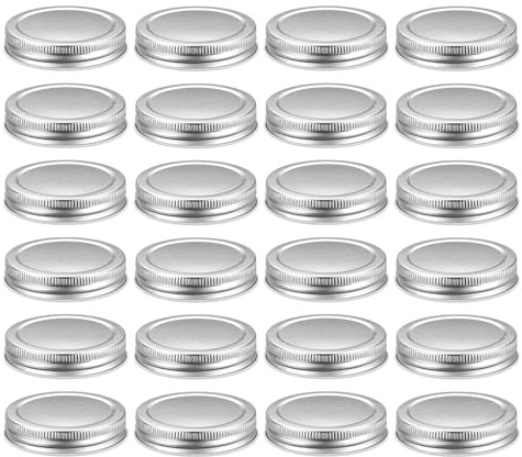 sourcing map 24pcs Regular Mouth Mason Jar Lids, 70mm Mason Canning Jar Lids with Airtight Seal and Leakproof, Mason Storage Covers Caps for Mason Jar, Silver