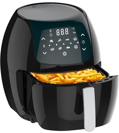 Avilia Friggitrice ad Aria con Programmi Preimpostati - Digitale, con Controllo Temperatura e Timer, Ideale per Cucina senza Olio, 8L, 1800W, 37x33x30cm, Nero