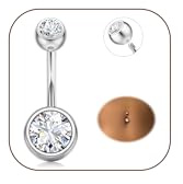 Diamday Piercing Ombligo G23 Titanium Piercing Ombligo Anillos 14G CZ Ombligo Barretta Banana Vientre Bananabell Curvados Piercing Ombligo Joyería para Mujeres Hombres Plata 8/10/12/14/16mm