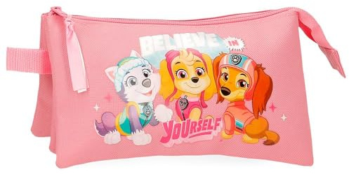 Joumma Paw Patrol Estuche Triple, Rosa, Poliéster