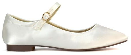 ESSEX GLAM Womens Mary Jane Ballet Shoes Ladies Flats Buckle Strap Square Toe Synthetic Leather Dolly Pumps Size 3-8