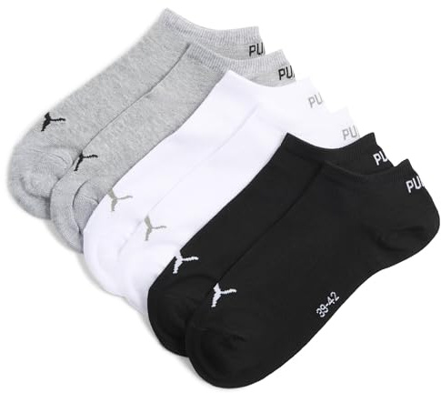 PUMA Unisex vanlig sneakersock, grå/vit/svart-ny, 39/42 (3-pack), grå/vit/svart – ny, 39-42 EU